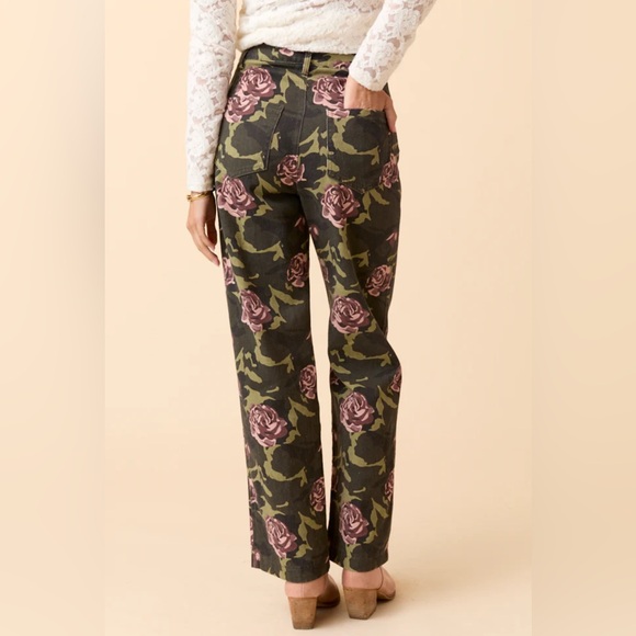 Floral + Camo Wide Leg Women's Pants - Picture 3 of 4